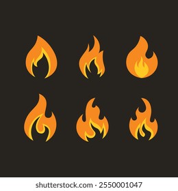 Fire Flames icon Set. Fire Flames. Flame symbols. Set of colorful fire flame. Collection of hot flaming element. Fire, flame vector illustration.