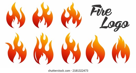 Fire flames, icon set logo design vector