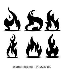 Fire flames icon sign silhuoette