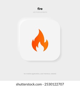 Fire flames icons collection. Red flame in abstract style on white background for UI UX website mobile app game operation system.