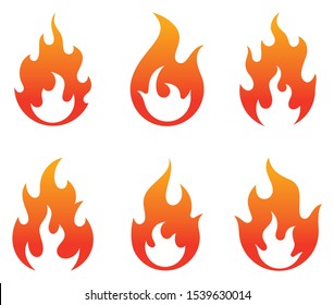 Fire flames icons collection. Vector