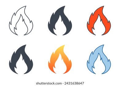 Fire flames icons with different styles. flame symbol vector illustration isolated on white background