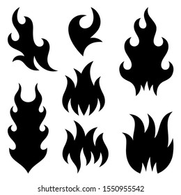 Fire Flames icons isolated on white background. Vector