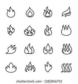 Fire flames, icons set