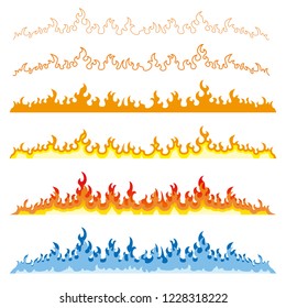 Fire flames icons set isolated on white vector illustration