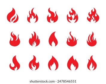 fire flames icons set vector illustration