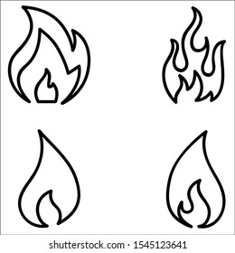 Fire Flames Icons Vector Set.