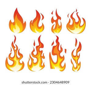 fire flames illustrator set vector