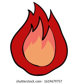 Fire flames. Isolated doodles. Fire flame vector icons in cartoon style. Vector illustration on transparent backgrounds.