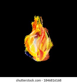 Fire flames isolated on black. Fire vector. Bonfire bright element, logo, emblem design. 