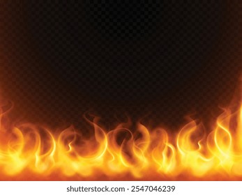 Fire and Flames Isolated on Transparent Background. Fire and Flames Vector Illustration, Isolated on Transparent Background, Vibrant Flame Design