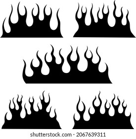 Las llamas del fuego aisladas en el fondo blanco. Diseño de tatuajes tribales.