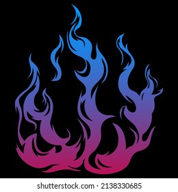 Fire flames isolated on white background. Tribal tattoo design.