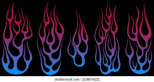 Las llamas del fuego aisladas en el fondo blanco. Diseño de tatuajes tribales.