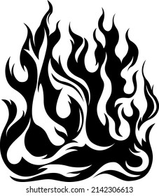 Fire flames isolated on white background. Tribal tattoo design.