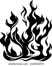 Fire flames isolated on white background. Tribal tattoo design.