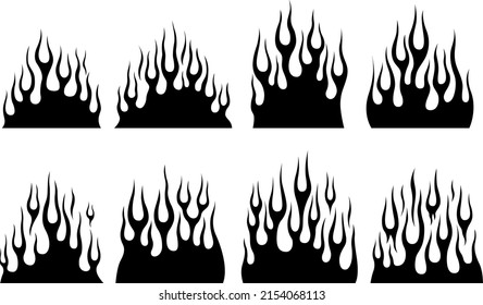 Fire flames isolated on white background. Tribal tattoo design.