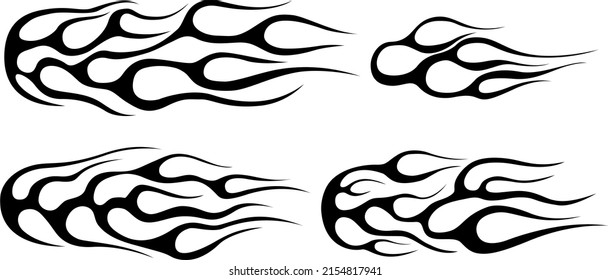 Fire flames isolated on white background. Tribal tattoo design.