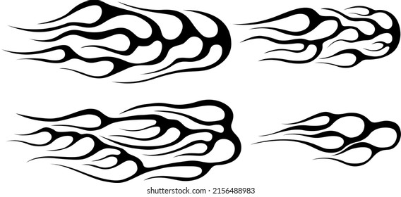Fire flames isolated on white background. Tribal tattoo design.