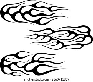 Fire flames isolated on white background. Tribal tattoo design.