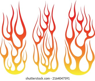 Fire flames isolated on white background. Tribal tattoo design.