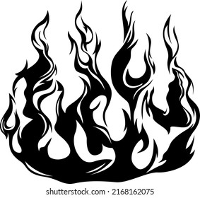 Las llamas del fuego aisladas en el fondo blanco. Diseño de tatuajes tribales.