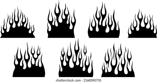 Fire flames isolated on white background. Tribal tattoo design.