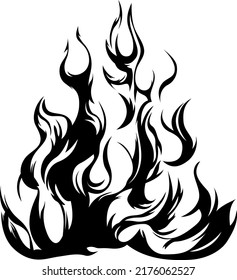 Fire Flames Isolated On White Background. Tribal Tattoo Design.