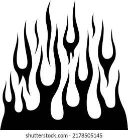 Fire flames isolated on white background. Tribal tattoo design.
