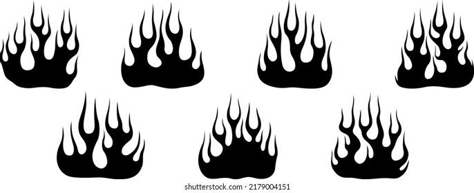 Fire flames isolated on white background. Tribal tattoo design.