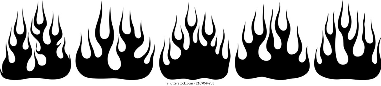 Fire flames isolated on white background. Tribal tattoo design.