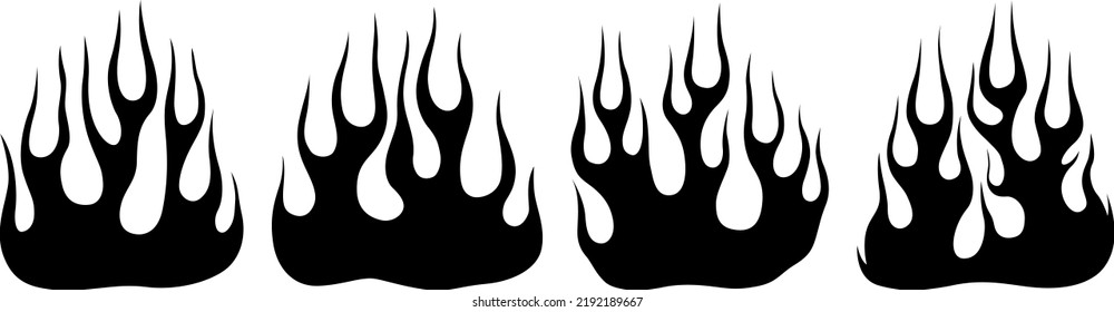 Fire flames isolated on white background. Tribal tattoo design.