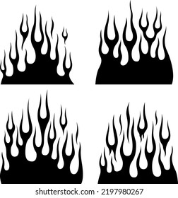 Fire Flames Isolated On White Background. Tribal Tattoo Design.