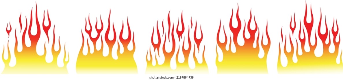 Fire flames isolated on white background. Tribal tattoo design.