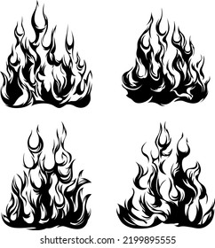 Flammen einzeln auf weißem Hintergrund. Tätowierungsdesign für Stämme.
