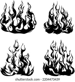 Fire flames isolated on white background. Tribal tattoo design.