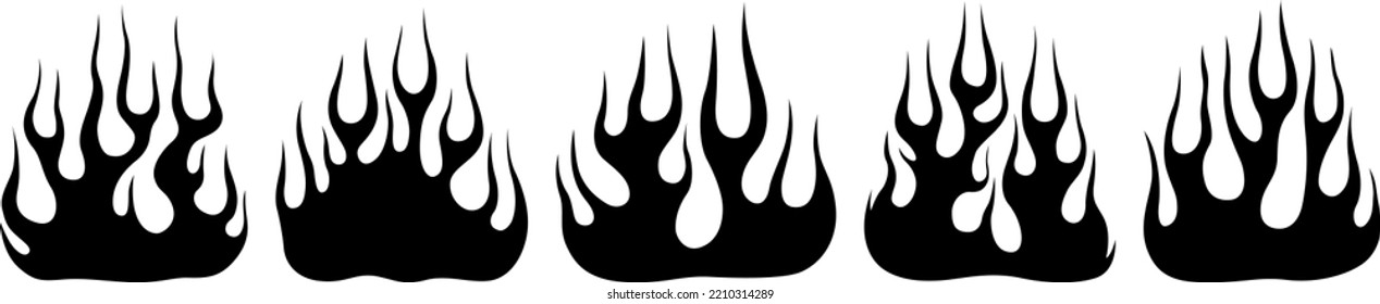 Fire flames isolated on white background. Tribal tattoo design.