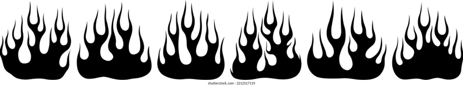 Fire flames isolated on white background. Tribal tattoo design.