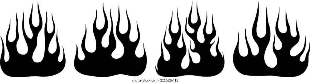 Fire flames isolated on white background. Tribal tattoo design.