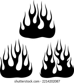 Fire flames isolated on white background. Tribal tattoo design.