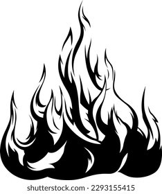 Fire flames isolated on white background. Tribal tattoo design.