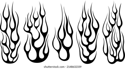 Fire flames isolated template. Tribal vector design. Car stickers. Icon fire illustration. Multiple shape tattoo design.