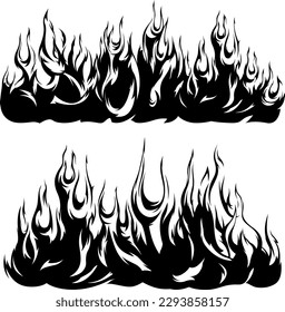 Fire flames isolated template. Tribal design. Car stickers. Icon fire illustration. Multiple shape tattoo.