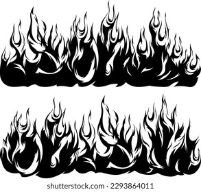 Fire flames isolated template. Tribal design. Car stickers. Icon fire illustration. Multiple shape tattoo.