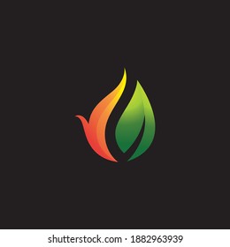 Fire flames, Leaf Logo vector icons