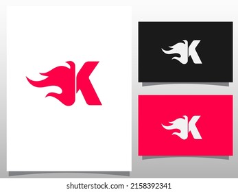 fire flames with Letter K logo design vector illustration