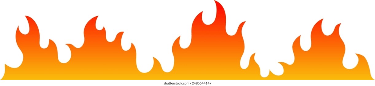 Fire flames line isolated vector illustration.