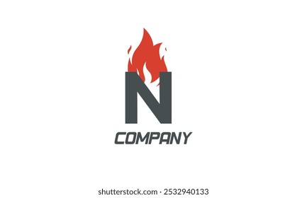 fire flames N red letter alphabet logo icon design with LIGHT BLACK color for business and company