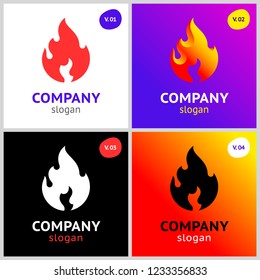fire flames, new colored set on gradient background