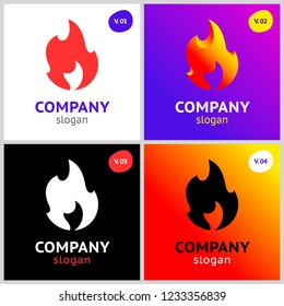 fire flames, new colored set on gradient background